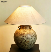Wabi-sabi tarzı vintage seramik LED masa lambası, oteller, misafirhaneler ve kulüpler için.