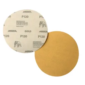 MOQ rendah 125MM warna emas aluminium oksida kail dan putaran kertas pengamplasan cakram dibuat di Vietnam