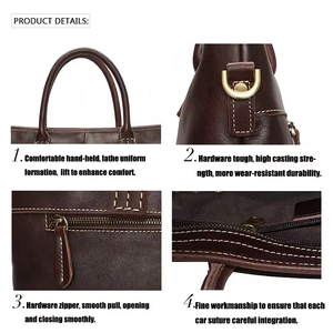 Bolso Vintage de Cuero Genuino para Documentos de Oficina de Negocios, Maletines para Ordenador Portátil, Bolso de Cuero Único para Hombre, Maletín Oficial - Product Image 6