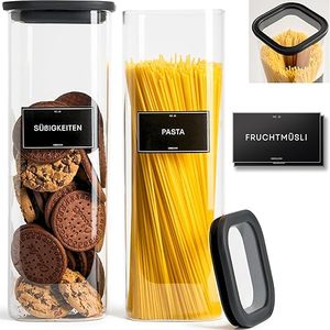 Recipientes Apilables de Vidrio Borosilicato para Almacenamiento de Alimentos, Frascos Herméticos de Cocina con Tapa Transparente para Pasta, <span class=keywords><strong>Cereales</strong></span>, Especias y Alimentos Secos - Product Image 2