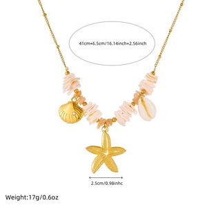 Starfish And Seashell Necklace Zinc Alloy Pendant Beach Vacation Jewelry For Women Party Clavicle Chain - Product Image 4