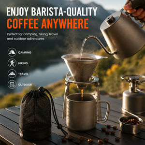 Filtre à café en titane conique ultraléger réutilisable pour camping, pour préparation de café en extérieur - Product Image 4