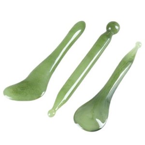 Ensemble de massage facial en jade, 7 pièces, rouleaux en pierre verte, grattoirs Gua Sha pour le visage et le corps, thérapie des méridiens - Product Image 5