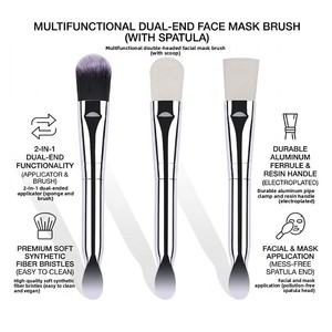 Double Head Spoon Mask Brush Synthetic Bristles Plastic Handle <b>Foundation</b> Clay Mask Applicator - Product Image 2