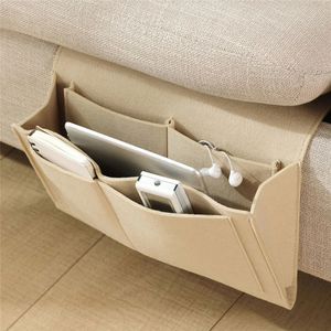Sac de rangement suspendu pour chevet – en feutre, multi-poches – pour téléphone, tablette, livres, magazines, télécommande, mouchoirs, lingettes pour bébé – à suspendre - Product Image 2