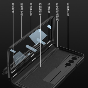 Funda para Teléfono Fold3, <span class=keywords><strong>3</strong></span> Colores Sólidos, Ranura para Bolígrafo, Cubierta Protectora de Pantalla con Bisagra, Película Protectora W22, Apta para el Cuerpo del Teléfono - Product Image 3