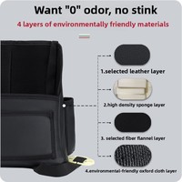 Boîte d'accoudoir de voiture grande taille avec porte-gobelet, support pour bouilloire isotherme, pochette latérale fixe pour siège central, porte-boissons, grain de litchi classique