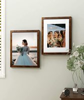 Marco de Fotos de Madera de 11x14 con Paspartú para Fotos de 8x10, Juego de Marcos de Fotos Rústicos Marrones para Escritorio y Pared, Decoración del Hogar, Regalo, Juego de 2