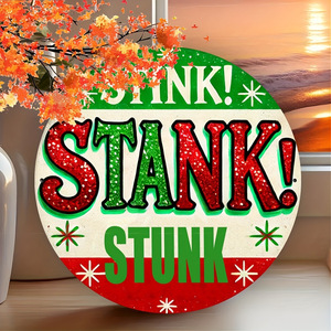 Décorations de Noël en stock, décorations créatives pour la maison, panneaux ronds en bois, plaques de porte festives avec lettres. - Product Image 3