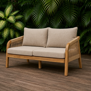Modern Scandinavian Design Two Seat <b>Outdoor</b> <b>Sofa</b> with Non-Waterproof Cushion Durable for Patio Villa Resort & Indoor Use-Jepara - Product Image 1