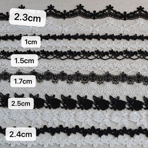 Sữa Polyester Flower Pattern Inelastic Thêu Ren Trim May Craft Vải Châu Âu Thêu 6CM Chiều Rộng Đen Đen Trắng - Product Image 3