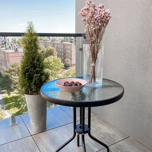 Luxurious Tempered Glass Round Table Outdoor Patio Dining Glass Coffe Table