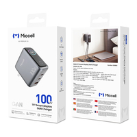 Chargeurs de téléphone GaN Miccell en gros, chargeur rapide 100W avec port USB-C et USB-A, chargeur mural universel avec écran d'affichage de charge