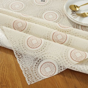 Nappe rectangulaire en PVC brodée, imperméable, pour usage domestique, motif plantes et fleurs - Product Image 4