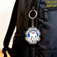 Porte-clés en acrylique chat mignon avec écouteurs, écoutant la même chanson en boucle, pour clés, sacs et sacs à dos
