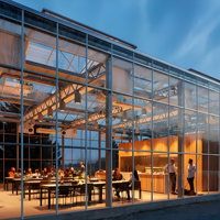 Structure modulaire en acier préfabriquée, restaurant, café, bar, salle à manger, café, bâtiment commercial en métal, kit de conception personnalisée