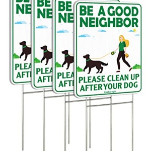 SmartSign Paquete de 4 letreros para recoger excrementos de perro (9 x 12 pulgadas) 'Por favor, sé un buen vecino y limpia después de que tu perro haga su necesidad' Material PP con estaca - Product Image 2