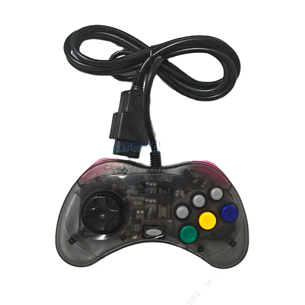 Controller di gioco trasparente nero cablato per SEG-A console SS Saturn