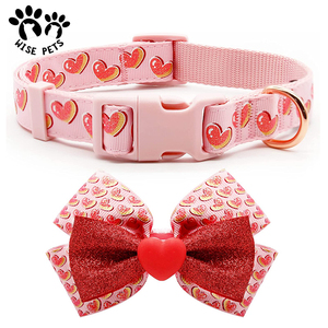 Accesorios para mascotas, popular collar de Navidad, conjunto de arnés de correa, tejido de nailon rosa, pajarita para mascotas, collar de perro con pajarita de Navidad - Product Image 2