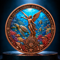 Pièce de monnaie commémorative en cuivre pur 999 de 1 once avec relief 3D, 2026, motif tortue de mer, récif corallien océanique coloré, pièce de collection souvenir, pièce de défi