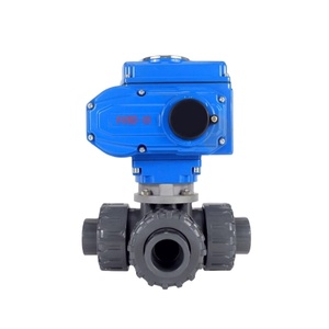Válvula de Bola Motorizada de PVC de Tres Vías, Tipo de Actuador UPVC DN40 PN16, para Agua, OEM - Product Image 1