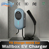 Longood 2026 Wallbox, station de recharge AC pour véhicules électriques, 7,6/9,6/11,5 kW, pour NACS, indicateur LED, 4G WIFI APP