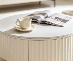 Modern <b>Round</b> <b>Coffee</b> <b>Table</b> With Storage Resin Material Minimalist Design Living Room Furniture - Product Image 2