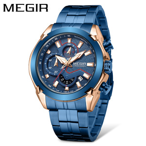 Montre pour homme à grand cadran, chronographe, date, lumineuse, étanche, bracelet en acier inoxydable, montre-bracelet à quartz - Product Image 2