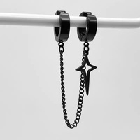 Boucles d'oreilles tendance minimalistes en acier inoxydable pour adolescents, sans perçage, pour femmes et hommes, fausses boucles d'oreilles pendantes en forme d'étoile, bijoux