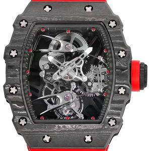 Top-Tier Tourbillon <b>Mechanical</b> <b>Watch</b> Red Rubber Strap Formal Parties Daily Use Travel Elegant Men's High End Wristwatch - Product Image 3