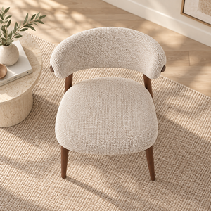 Silla de Comedor Moderna de Madera Maciza de Fresno, Color Nogal, Tapizada en Tela, 80*44*45CM, Muebles para Hogar y Restaurante - Product Image 3