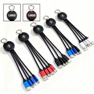 3-In-1 Multi-Function Fast Charging Keychain Usb <b>Charger</b> Cable With Led Luminous Logo Wholesale Custom Promotional Gifts - Product Image 6