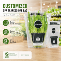 Sacs à laitue trapézoïdaux imprimés sur mesure, sacs d'emballage transparents pour produits frais et légumes avec impression en héliogravure