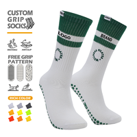 Chaussettes de yoga pour femmes avec logo personnalisé, chaussettes de sport en coton doux antidérapantes, chaussettes à grip personnalisé pour le Pilates, la barre et la danse
