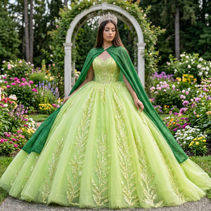 Vestido de Quinceañera Verde Lima Lsmu179, Vestidos de 15 Años, Vestidos de Quinceañera, Vestidos de Gala Jancember - Product Image 1