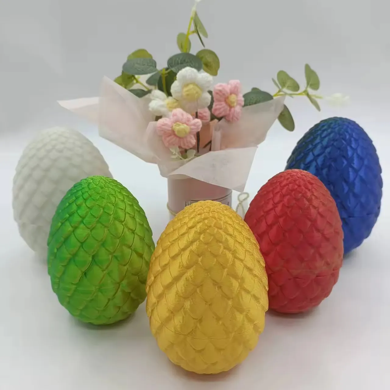 8.5cm Surprise 3D Printed Dragon Egg Toy with Flexible Pearly Sheen Dragon Kid Gift Toy Figurine Decoration