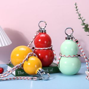 Gourd Shaped Insulated Water Bottle 316 Stainless Steel Portable Sports Bottle With Strap And Straw - Product Image 1