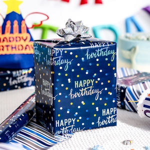 Happy Birthday Confetti <b>Pattern</b> Gift Wrapping <b>Paper</b> Double-Sided Metallized Roll for Packaging and Crafting - Product Image 1