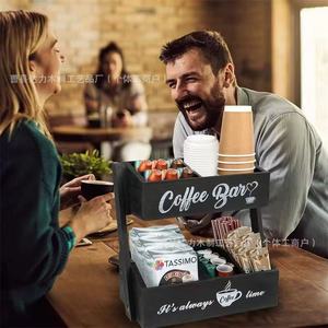 Support de rangement pour café en bois à 2 niveaux, noir, multifonctionnel, pour dosettes et accessoires - Product Image 3