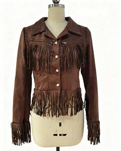 Nouvelle veste en daim à franges, couleur unie, col à revers, coupe courte et ajustée, manteau pour femme, Sehe Fashion - Product Image 6