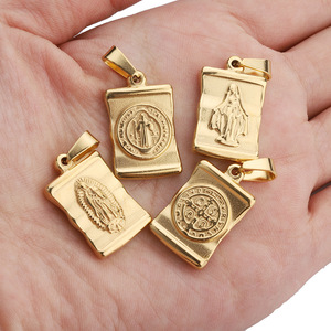 Colgante de Cruz de Acero Inoxidable con Baño Electrolítico al Vacío, Oro de 18k, Estilo Vintage, Geométrico, Religioso, Unisex, con Etiqueta - Product Image 3
