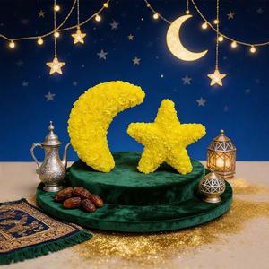 ดอกกุหลาบจำลองรูปดาวและพระจันทร์ ตกแต่งสร้างบรรยากาศบนโต๊ะอาหาร มีให้เลือกสามสี - Product Image 1