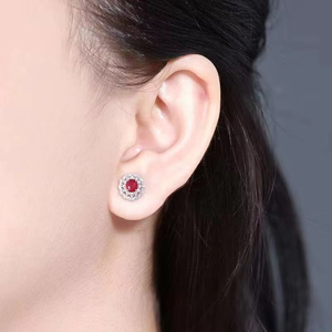 SGARIT Chic Daily Wear Ruby Ear Studs 0.77CT GRC Verified Natural Ruby Inlaid With Diamonds 18K White Gold Ladies Fine Jewellery - Product Image 5