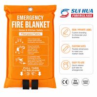 Couverture anti-feu d'urgence en fibre de verre 1,2 m x 1,8 m pour incendies de graisse en cuisine, sécurité domestique, logo personnalisé OEM, fourniture sous marque privée