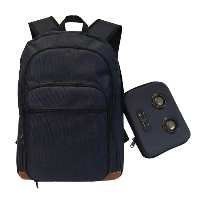 New High Quality Outdoor Hiking Back Pack Large Quality Navy 1680D Oxford Radio Backpack Bluetooth Wireless Speakers Backpack