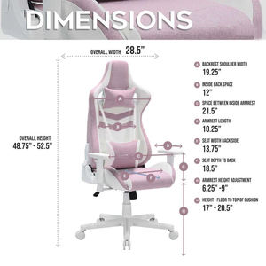 Ajunion PC Gamer nhà máy bán hàng trực tiếp 2D Esport Racing Ergonomic Ghế silla PU da Gamer Máy tính chơi Game ghế màu hồng 300 lbs - Product Image 6