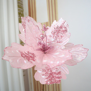 Glitter in seta artificiale rosa rosa fiori di <span class=keywords><strong>natale</strong></span> impermeabile fatto a mano moderno <span class=keywords><strong>buon</strong></span> <span class=keywords><strong>natale</strong></span> decorazione per la casa decorazioni per la casa - Product Image 4