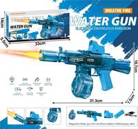 Mainan Pistol Air Listrik MP5 dengan Efek Cahaya Api, Tembakan Otomatis Berkelanjutan, Magazen Drum, Mainan Air untuk Kolam Renang dan Pantai Musim Panas
