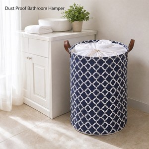 Panier à linge KUYUE avec cordon de serrage, poignées en cuir PU, motif treillis, pour le linge et les jouets - Product Image 3