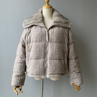 Manteau bomber pour femme Jxwatcher, en duvet de canard doux et épais, coupe-vent, respirant, avec fermeture éclair personnalisée, col en fourrure de vison véritable de luxe